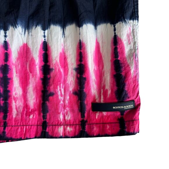 Scotch & Soda Men’s Navy Blue and Pink Tie Dye Nylon Swim Shorts Size Medium - Picture 3 of 9
